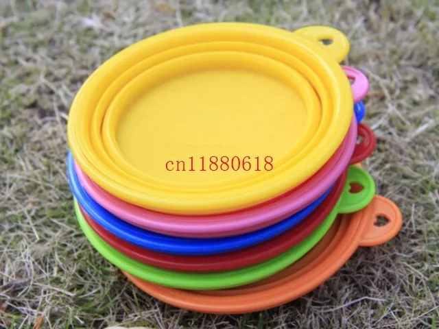 50pcs/lot Free Shipping Portable Dog Cat Pet Collapsible Travel Feeding Feeder Foldable Folding Silicone Bowl 6 colors