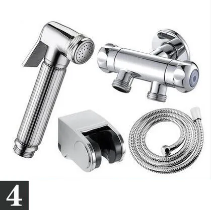 

Chrome plated handheld bidet spray shower set, Copper toilet flushing device suit,Bathroom wall mounted bidet faucet set