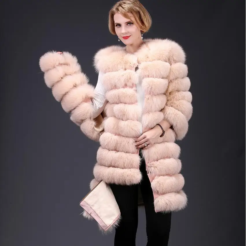 Real Fox Fur Coat for Women, Removable and Convertible Vest, Luxury Thicken Warm Coat, Monochrome Fur, 4 in 1