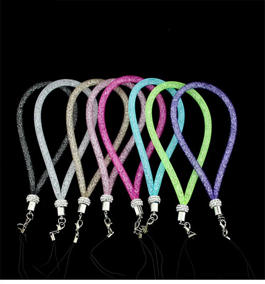 Bling Rhinestone Diamond Phone Lanyard Straps Fashion Shiny Colorful Short Hand Mobile Chain