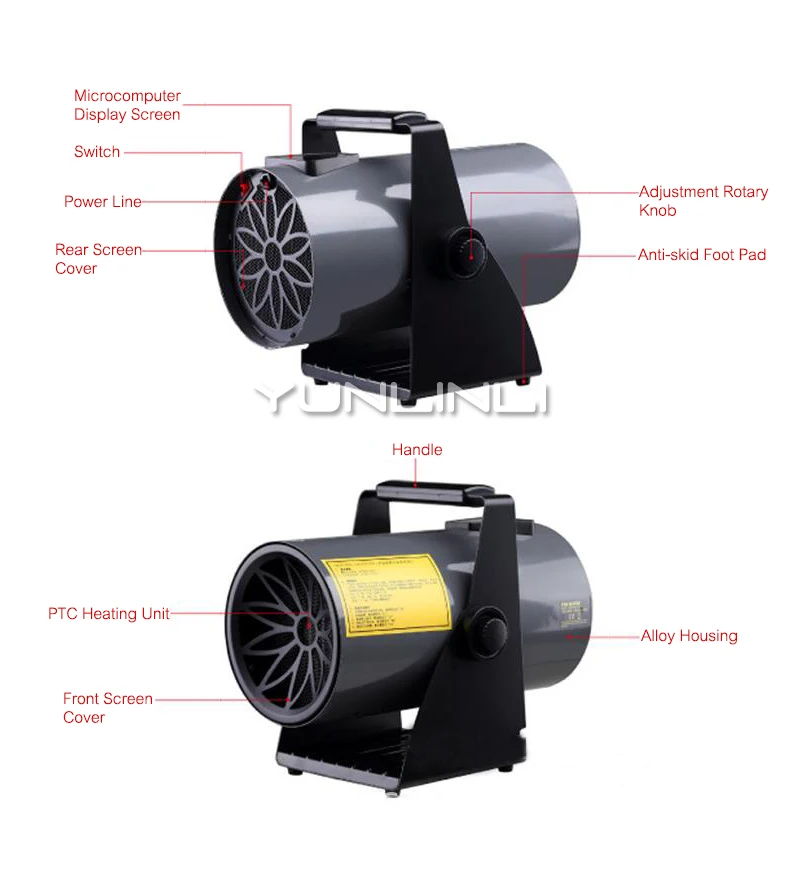 Soplador de aire caliente para el hogar, ventilador eléctrico de gran potencia de 3000W, calentador portátil de calefacción PTC, calentador de aire a vapor, BGP1816-03