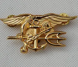 US Navy Seal Eagle Anchor Trident Mini Medal Uniform Insignia Badge Gold- US013