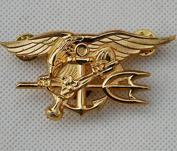 Seal Eagle עוגן Trident Mini מדליית אחיד Insignia תג זהב-US013