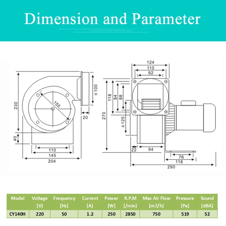 CY140H High temperature resistant fan industrial centrifugal fans sirocco blower fan sotve fireplace boiler fan extractor 220V