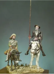 54mm Resin kit Resin kit guitar and Sancho availablet Collectible Unassembled Sculpture for Hobbyists