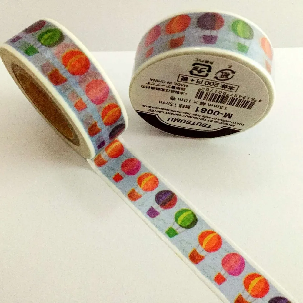 Free shipping Beautirul  15mm*10m  high quality  washi paper  tape/color  fire balloon  masking  japan  washi tape