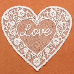 Lace Fabric Embroidered Applique Trim for Dress Patchwork, White Craft Lace, Venise Love Heart, Wedding Decor, 2023