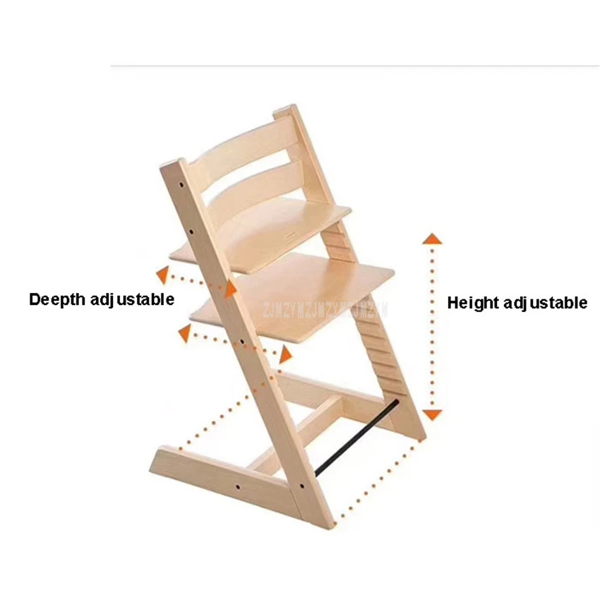 Nodic Simple Design Wooden Baby Children Chair Height Adjustable 10-58cm Solid Wood Highchairs for Kids Feeding Dining Chair