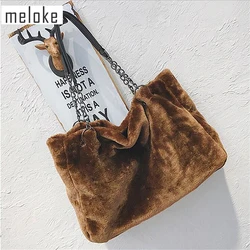 2023 Hot Women Fur large Size Handbags Casual Shopping Bags Metal Strap Travel Bags Winter Bags Drop Shipping MN868