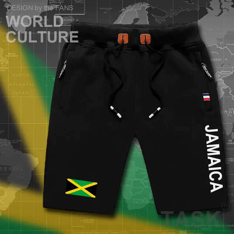 Jamaica mens shorts beach man men's board shorts flag workout zipper pocket sweat bodybuilding 2017 cotton brand JAM Jamaica