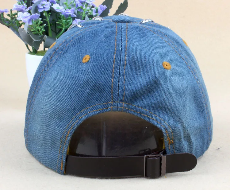 New Denim Hip Hop Caps Fashion Leisure Woman Cap With Water Drop Rhinestones Vintage Jean Cotton Baseball Caps For Men Hot Sale