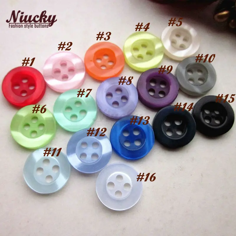 Niucky 11mm 4 holes flat edge 16 colors colorful ripple shirt button for sewing diy craft accessories supplies R0201-044