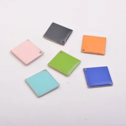10pcs/lot 24MM Enamelled Square Charms Losange Black Orange Charms Copper Pendant DIY Jewelry Making