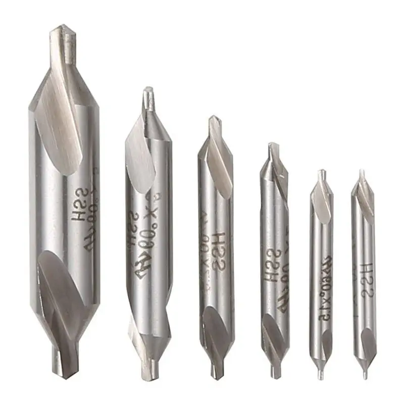 SHGO HOT-6 PCS HSS Combined Center Drills Bit Set Countersink 60 Degree Angle 5/3/2.5/2/1.5/1 mm