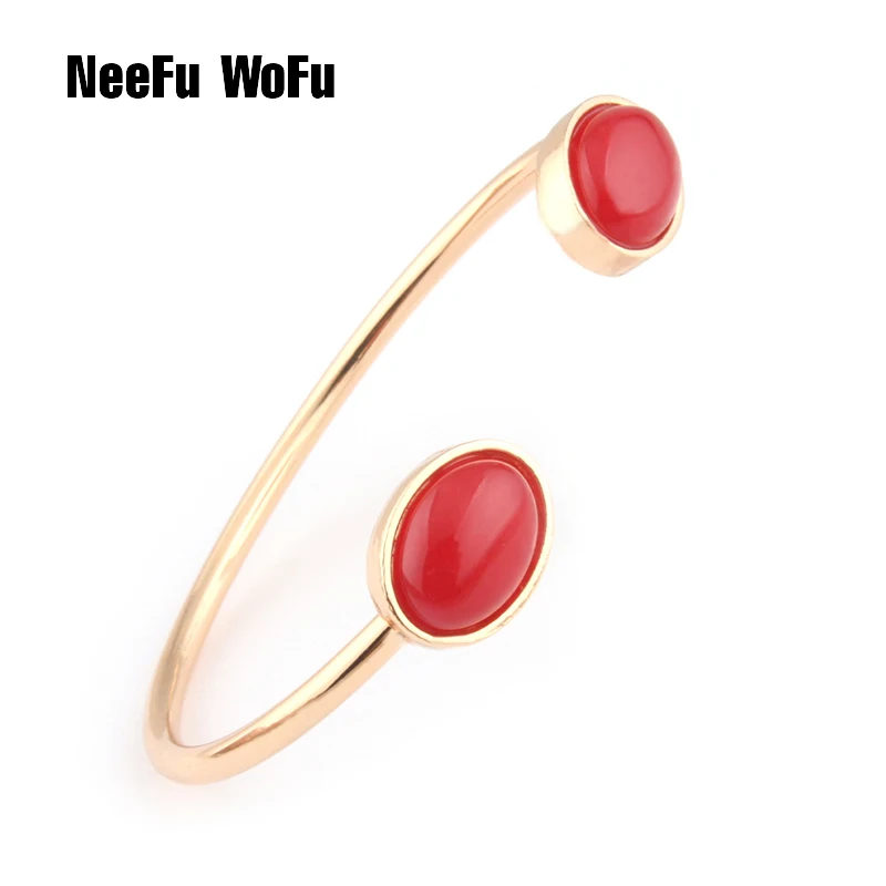 NeeFuWoFu Natural Stone Bracelets Bangles For Woman Copper Open Gradient Metal Manual National Wind Charm Jewelry Gift bracelet