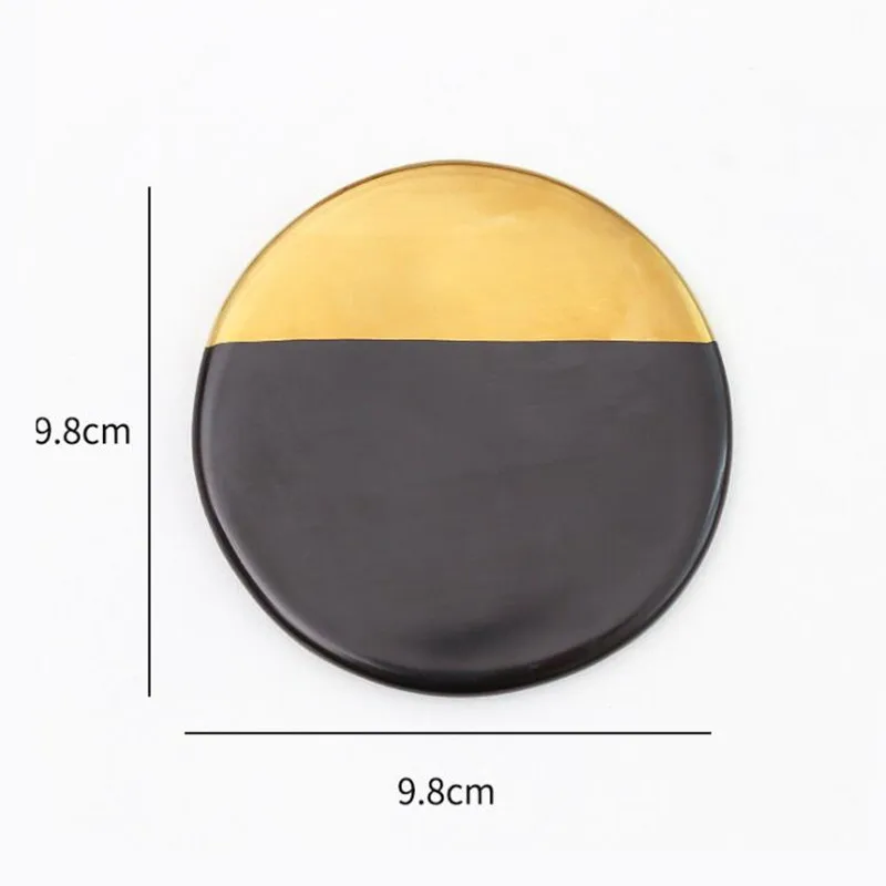 CFen A\'s Marble Grain Black Gold Plating Ceramics Coasters Cup Pad Mat Table bowl Placemat Coffee Tea Cup drink coasters 1pc