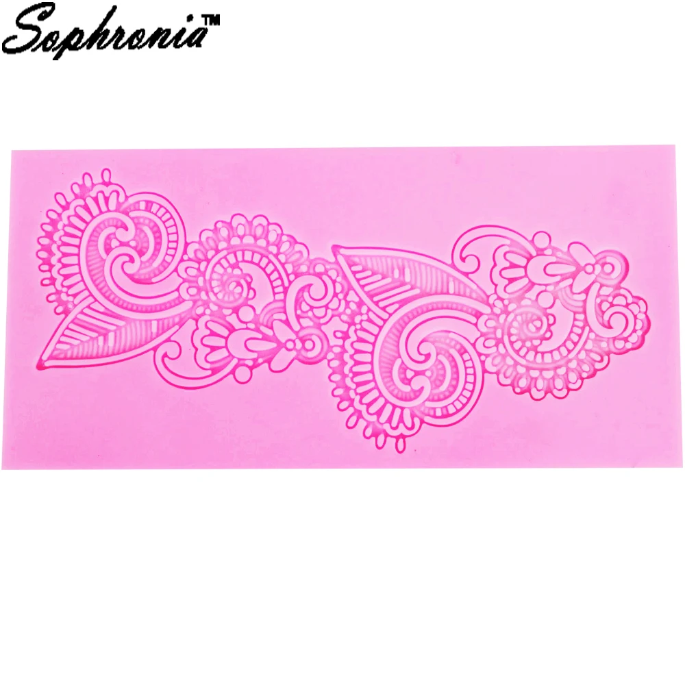 Sophronia-Molde de silicona con patrón de encaje en relieve para decoración de pasteles, alfombrilla para Fondant, molde para dulces de Chocolate en relieve, LM022