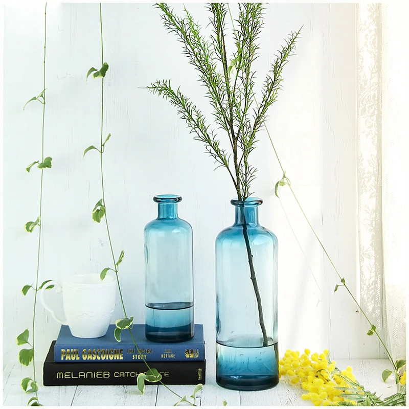 European color glass vase Transparent crafts home wedding gift furnishing articles sitting room hydroponic device flowers