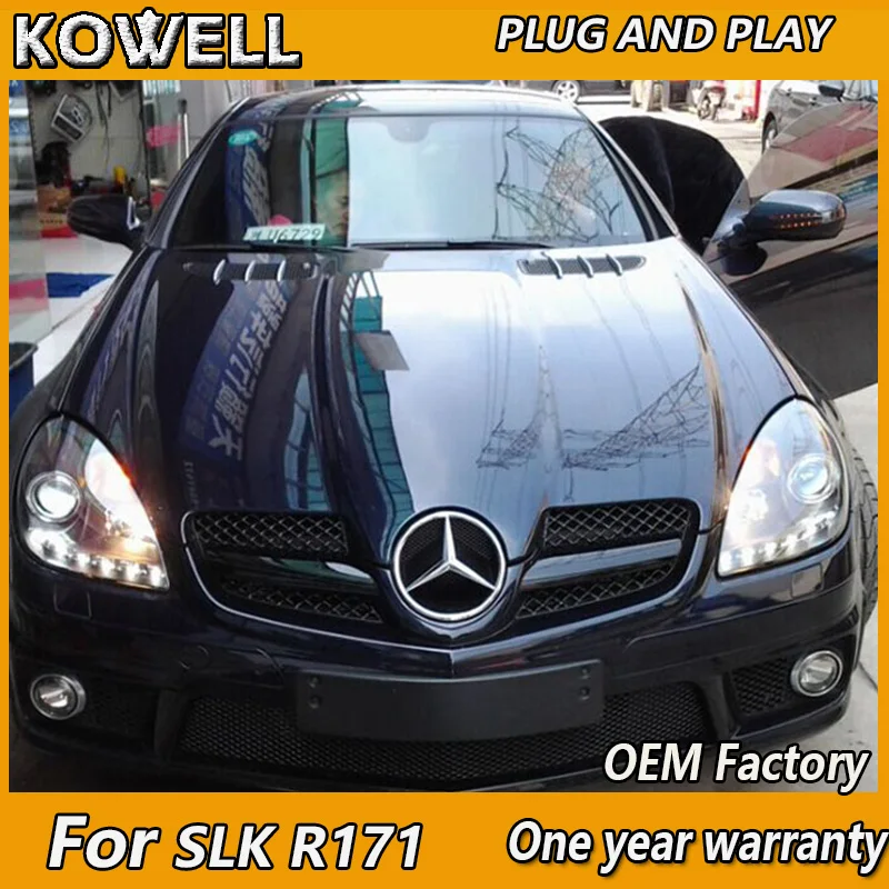 KOWELL Car Styling LED for Mercedes-Benz SLK R171 SLK200 SLK350 SLK500 LED Projector Headlights with LED line Fit 2004-2012 year