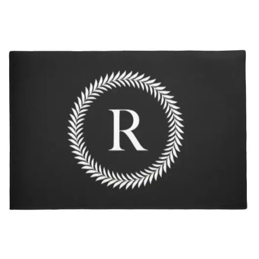 Black White Personalized Initial Welcome Doormats for Front Door Stylish Custom Monogram Floor Mats Rug Carpet Modern Home Decor