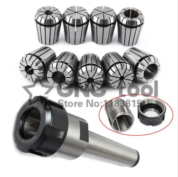 9pcs ER25 Spring Collets + 1PCS MT4 ER25 Collet Chuck Morse Taper Holder For CNC Milling Lathe Tool