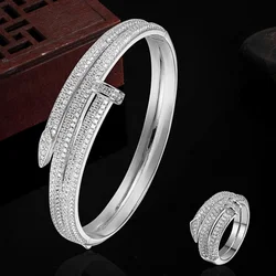Luxury Brand Copper Gold-color Bracelet Anniversary Jewelry Europe Design Cubic Zircon Bracelet Bijoux Love Bangles Pulseira