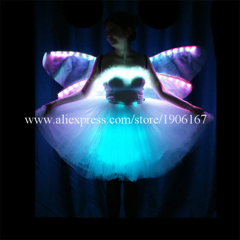 

Colorful Led Luminous Party Evening Dress Programmable RGB Led Light Up Stage Performance Clothes Led Dance Ballet Skirt Wears