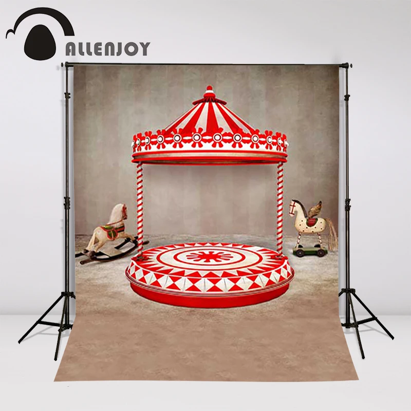 Christmas background for photos Horse wings amusement park retro backdrop photography children's shoots Customize photocall