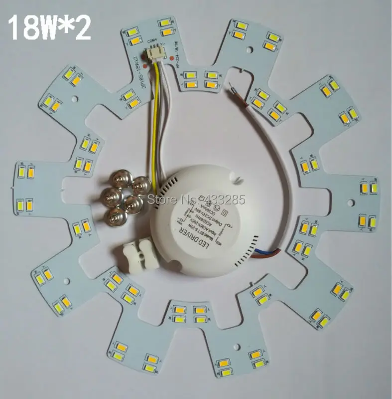 

LED dome light panel light SMD5630/SMD5730 18W*2 cw/ww/cw+ww lamp plate three sections power supply sitting room bedroom lamp