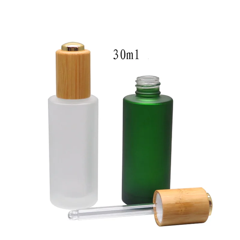 8/12/20PCS 30ML Bamboo Cap Emulsion Oil bottles For Essential Basic Massage Oil Glass Refillable Bottle Packing Bottles