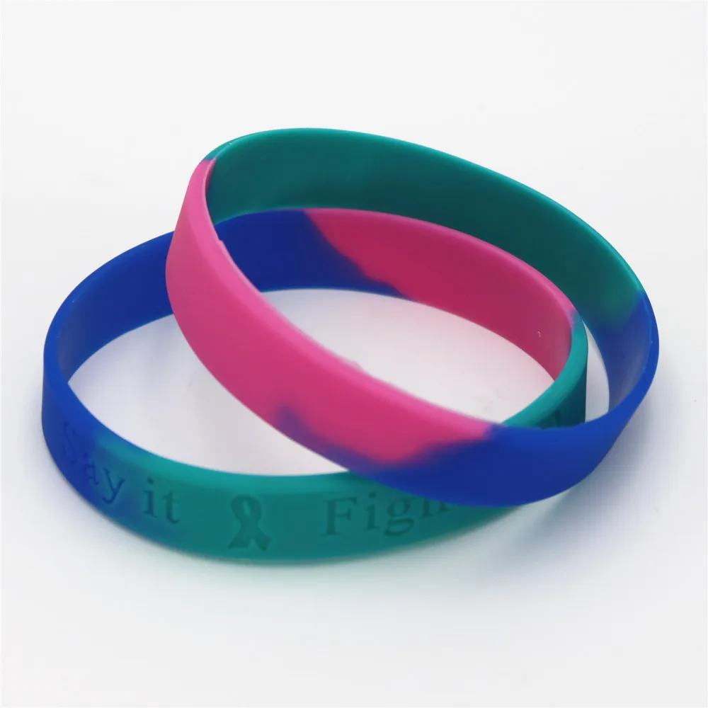 5PCS Breast Cancer Awareness Silicone Wristband With Saying Say it Fight it and Cure it Silicone Bracelets&Bangles Gifts SH139