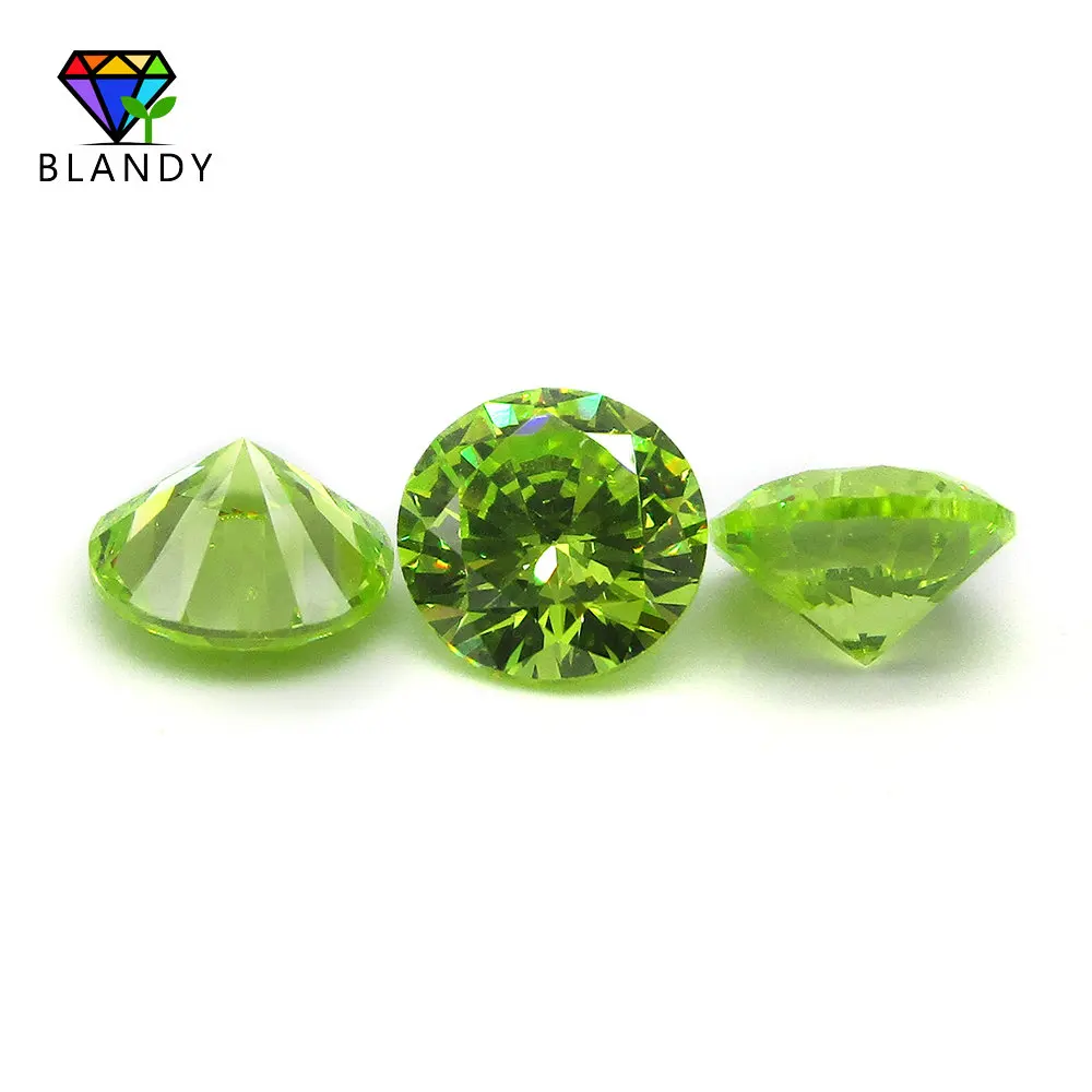 Free Shipping 1.0~3.0mm Round Shape Apple Green Cubic Zirconia 5A Quality Brilliant Cut Synthetic CZ Stone For DIY Jewelry