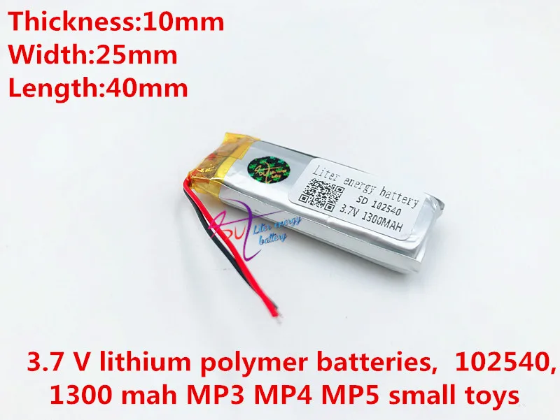 102540 3.7V 1300mAh Rechargeable Li-Polymer Li-ion Battery For mp3 mp4 mp5 toys DVR GPS PDA Tools LED Ligts Lamps