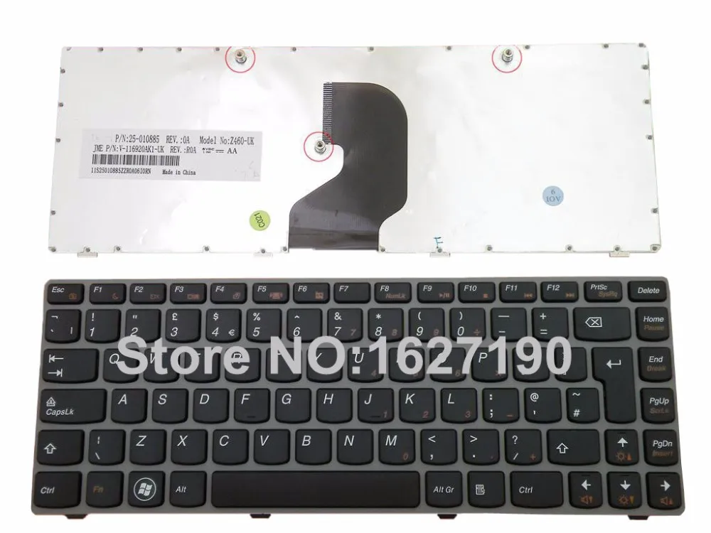 New UK Keyboard for LENOVO Ideapad Z450 Z460 Z460A Z460G GRAY FRAME BLACK Laptop Keyboards V-116920A 25-010885 V-116920AK1