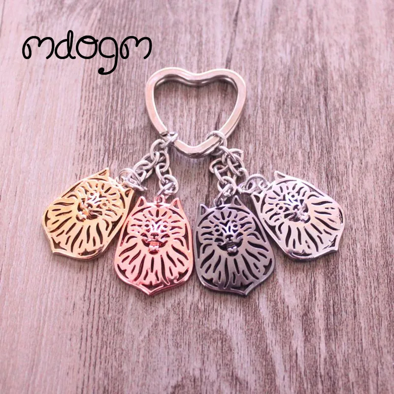 Cute Keeshond Dog Animal Gold Silver Plated Metal Pendant Keychain For Bag Car Women Men Girls Boys Love Jewelry K110