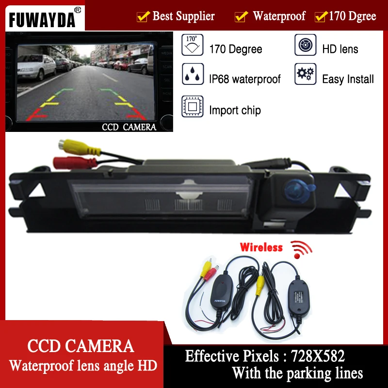 FUWAYDA Wireless CCD HD Camera For Toyota Yaris / Vitz Car Rear View Reverse Back Color 170 DEGREE Camera WATERPROOF HD