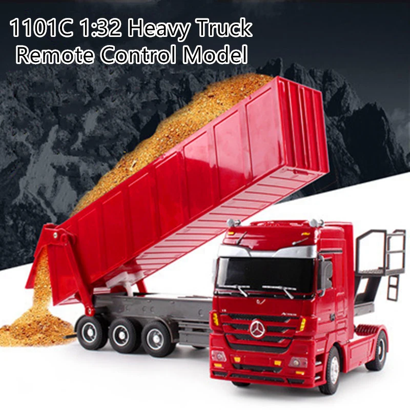 New Electric Remote Control Truck Model 1101C 1:32 2KG Load 6CH Radio Control RC One Key Dump Tipping Bucket Engineering Truck