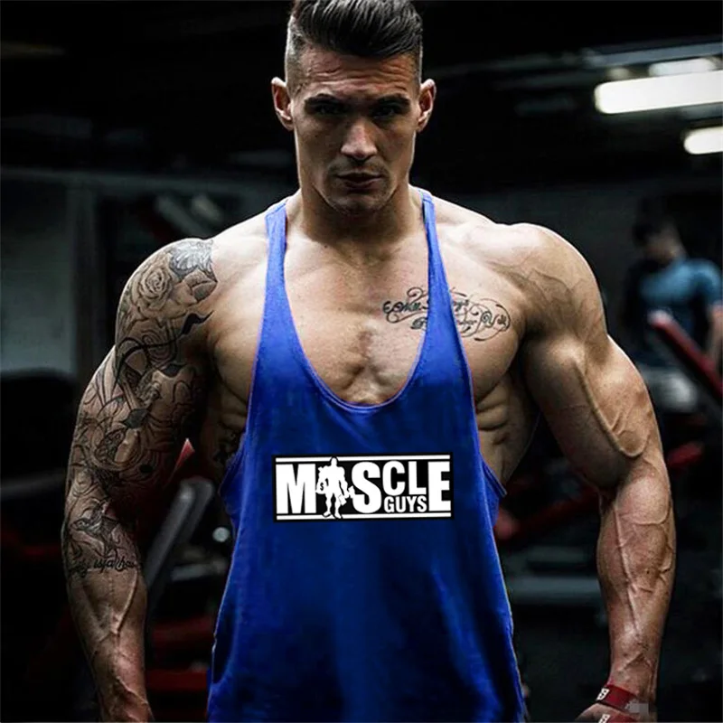 Marka Muscle Guys cienkie paski fitness stringer męskie siłownie podkoszulki mężczyźni kamizelka bawełniana podkoszulek kulturystyka ubrania