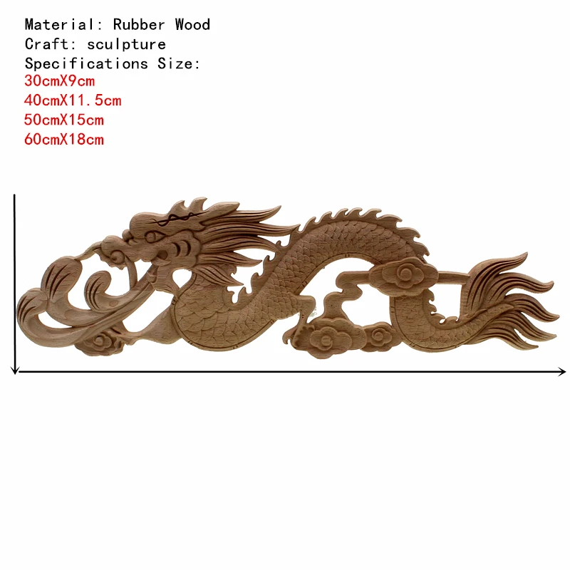 Runbazef China Floral Woodcarving Decal Style Rubber Wood Carved Corner Applique Decor Frame Wall Doors Decorative Figurines