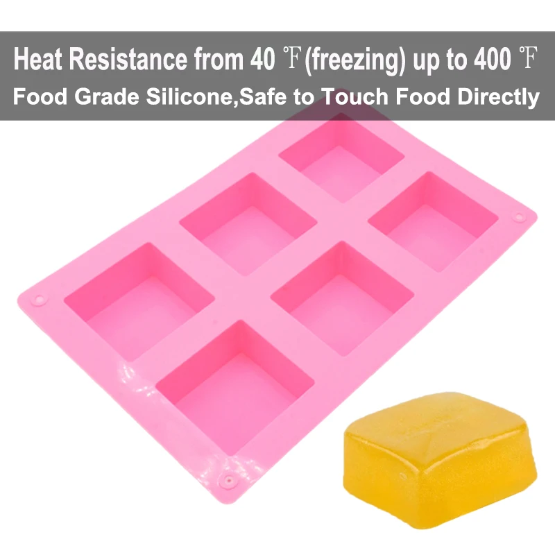 Walfos 6 Cavity Plain Basic Rectangle Silicone Soap Mould Bake Mold Tray For Homemade DIY Craft Soap Mold Decor Tools 3D Mold