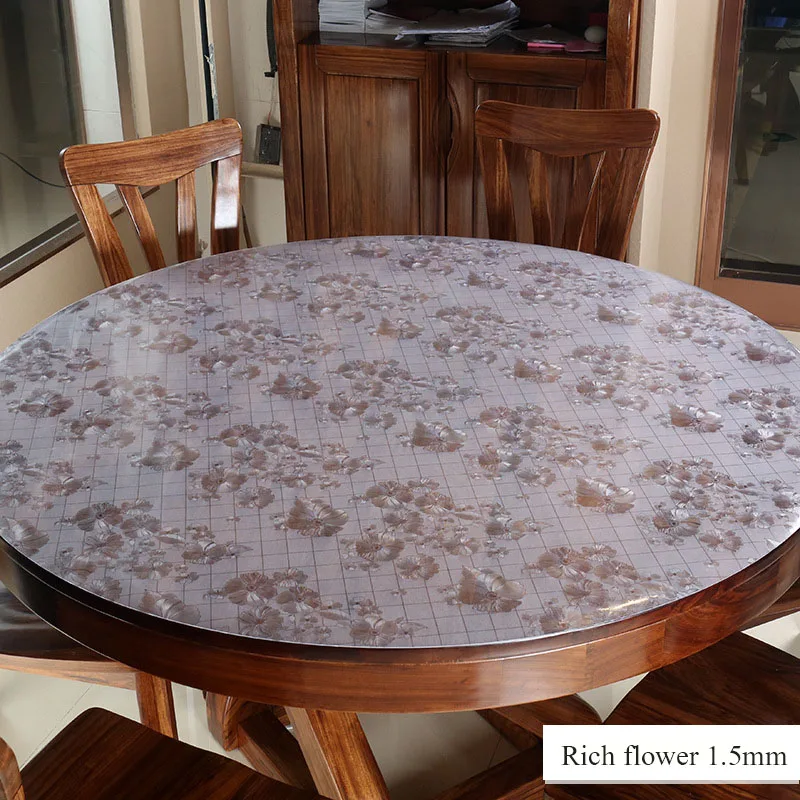 Thickened round PVC table cover protection pad desk mat soft glass meal transparent top tablecloth plastic outdoor mat