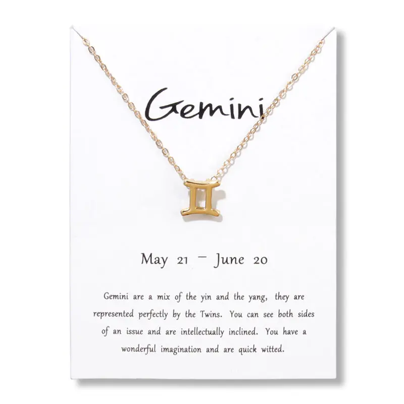 12 Constellation Necklace Pisces Aquarius Aries Taurus Leo Capricorn Choker Birthday Gifts Pendant Necklace White Message Card