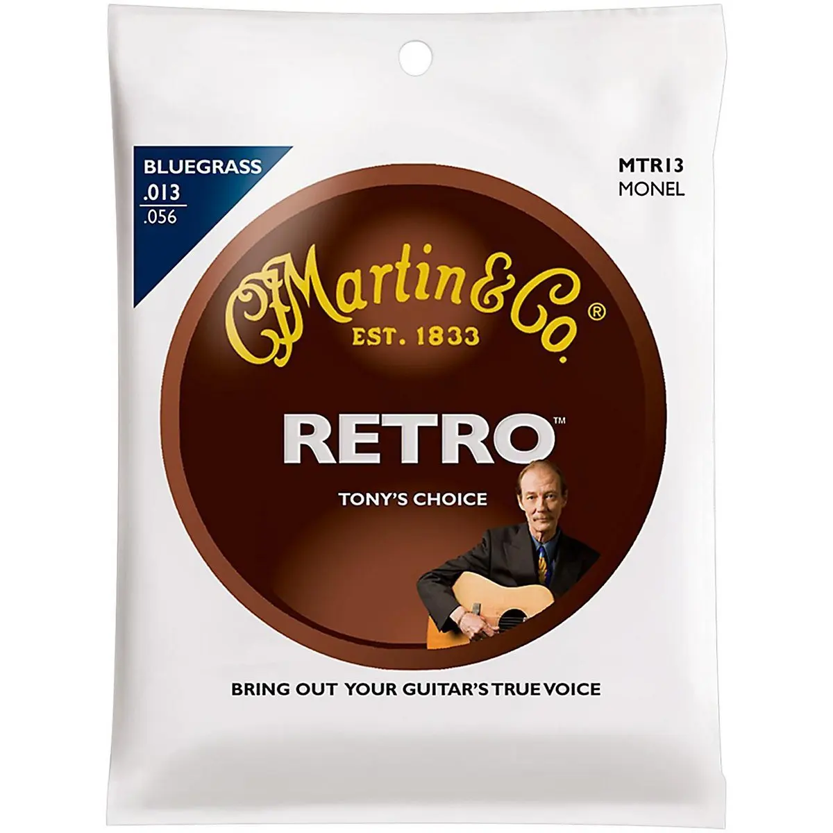 MartinGuitar MTR13 Retro Monel Tony Rice Bluegrass Acoustic Guitar Strings, 13-56