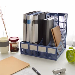 4 Sections Mesh Files Shelf Desktop File Rack Paper Book Holder Document Tray Organizer Storage Box School Office Supplies