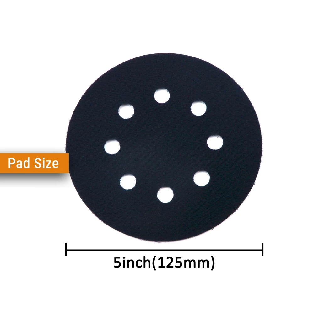 2PCS 5 Inch(125mm) 8-Hole Ultra-thin Surface Protection Interface Pad for Sanding Pads and Hook&Loop Sanding Discs Thin Sponge