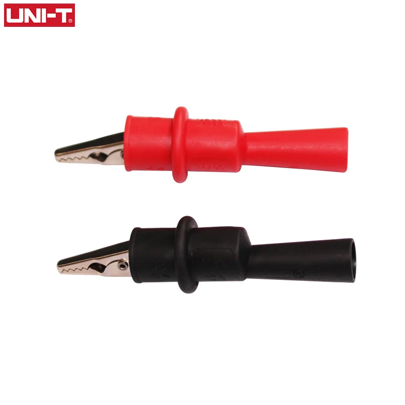 1 Pair UNI-T Alligator Crocodile Test Clip Electrical Clamp Multimeter Tester Probe Through Hole M4 Threaded Bore with Protector