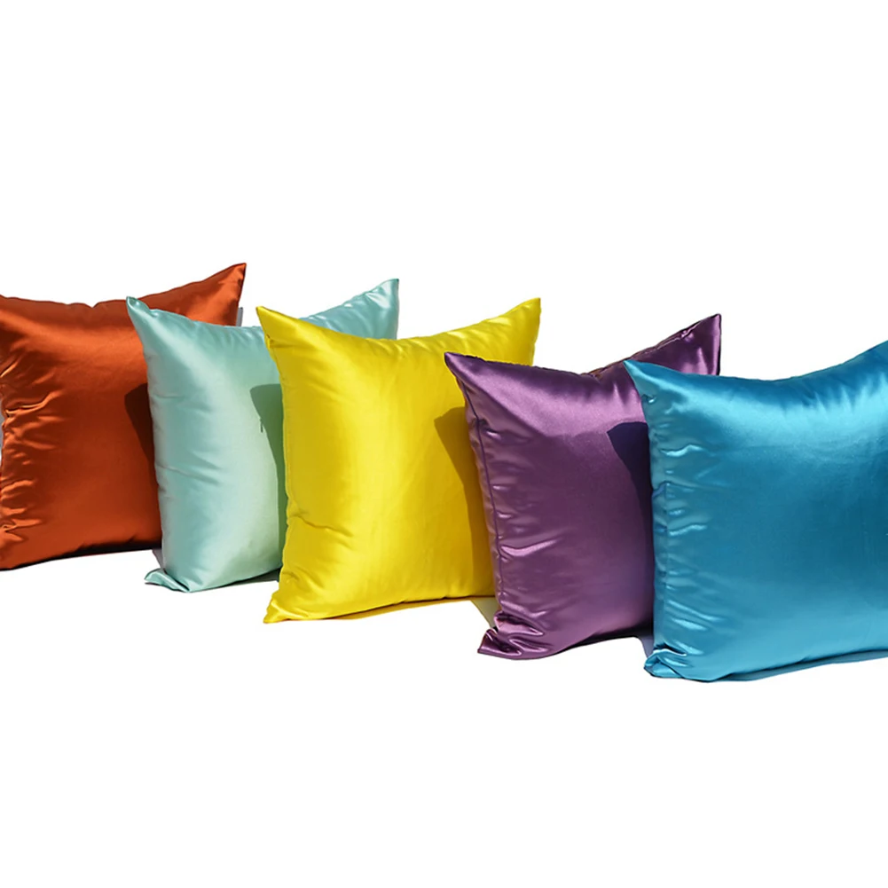 2024 Square Cushion Cover  45*45cm Satin Throw Pillow Cover Car Home Decoration Cushion Case Sofa Decorative Pillowcase