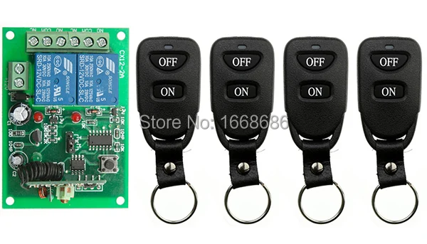 

New DC12V 2CH 10A wireless remote control switch system teleswitch 4X Transmitter + 1X Receiver relay smart house z-wave