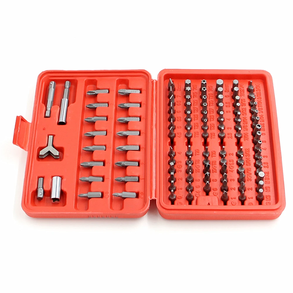 100pcs/set Bits Set Sturdy Chrome Vanadium Steel Screwdriver Bit Head Set Professional 1/4\'\' Hex Bit Set With Case