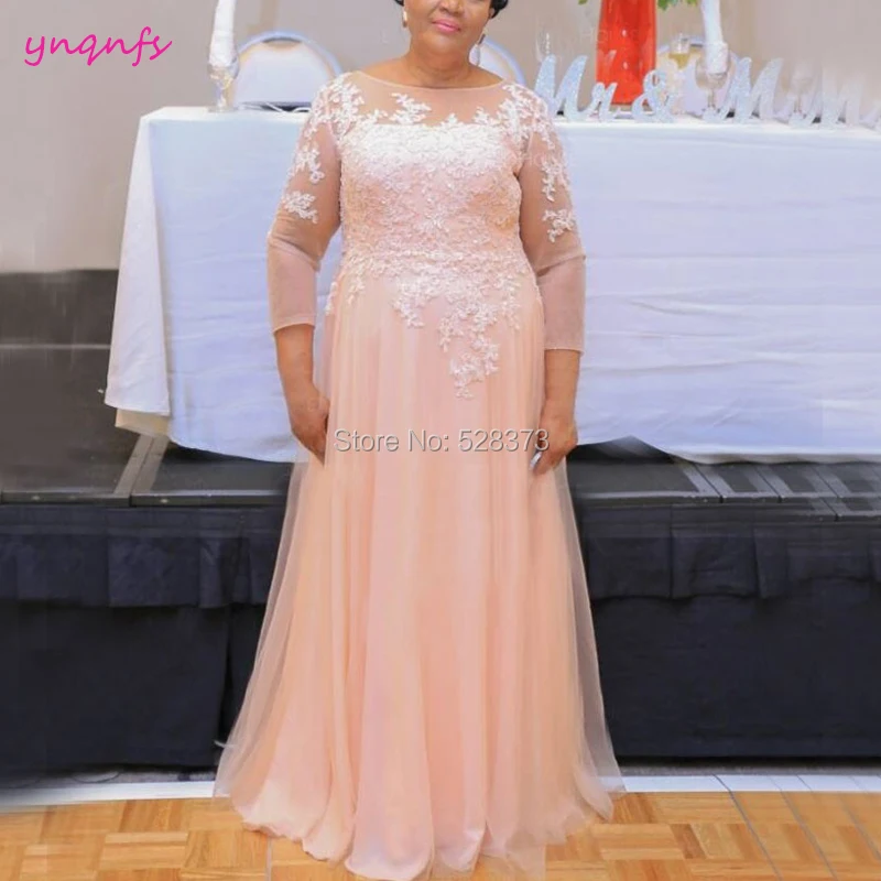 

YNQNFS MD199 Elegant Long Sleeve Plus Size Mother of the Bride Dresses Groom Outfits Custom Made Party Gown 2019